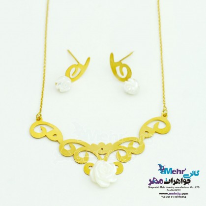Half set of gold - Necklace and Earring - Slimy Design-SS0177